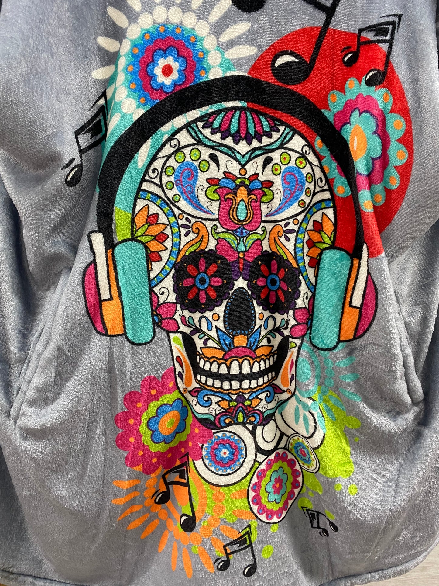 Candy Skull Adult Hoodie Blanket One-size