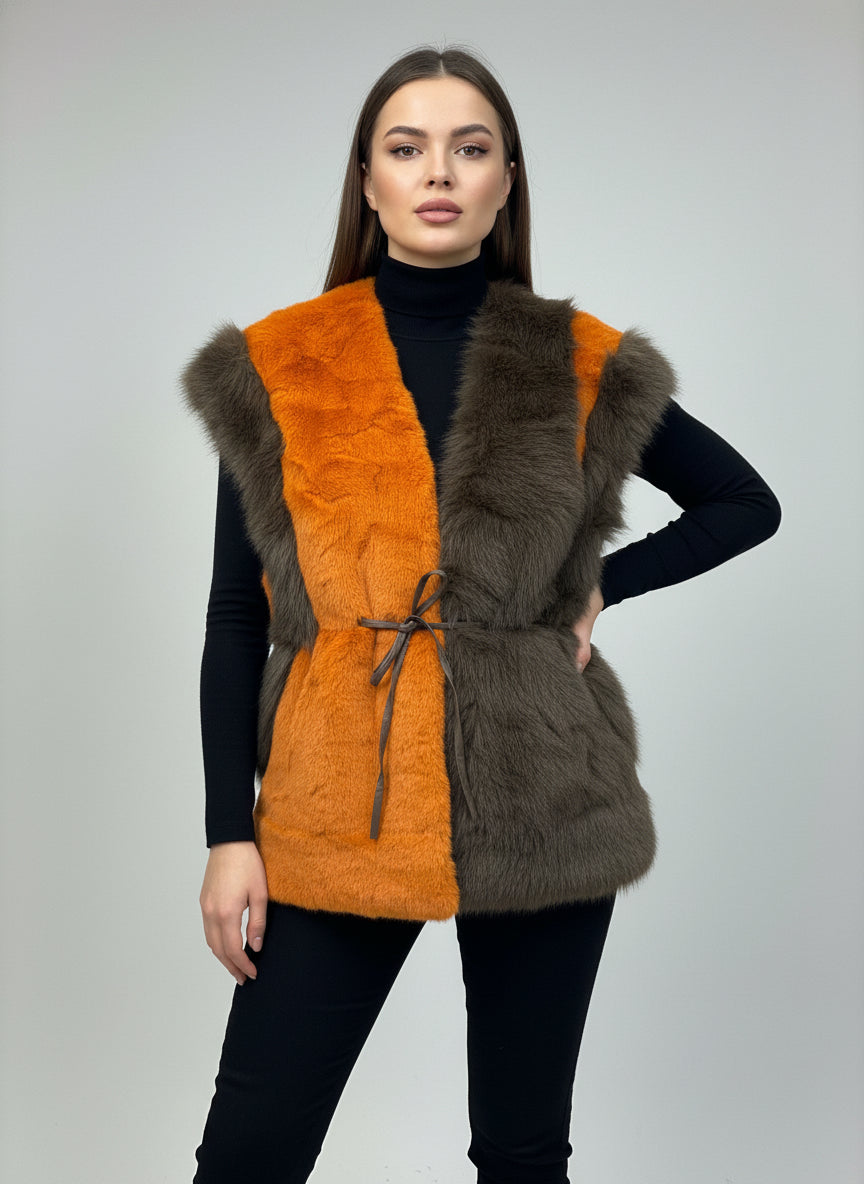 Vc816 Faux Fur Vest Coat