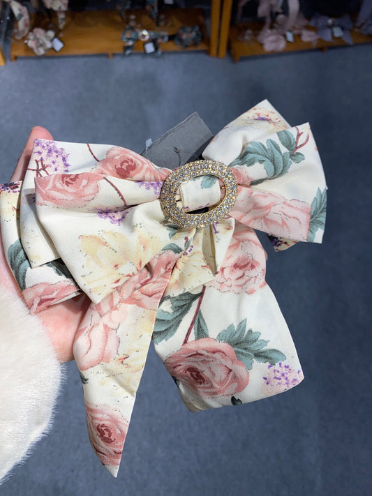 AC002 B Pink Rose Hair Bow