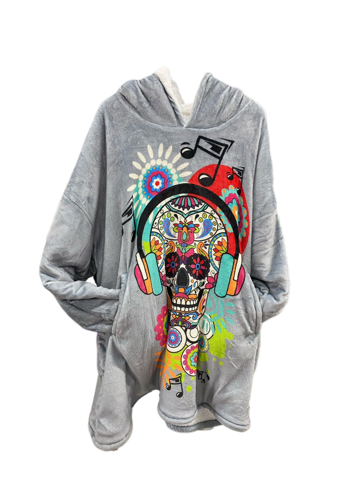 Candy Skull Adult Hoodie Blanket One-size