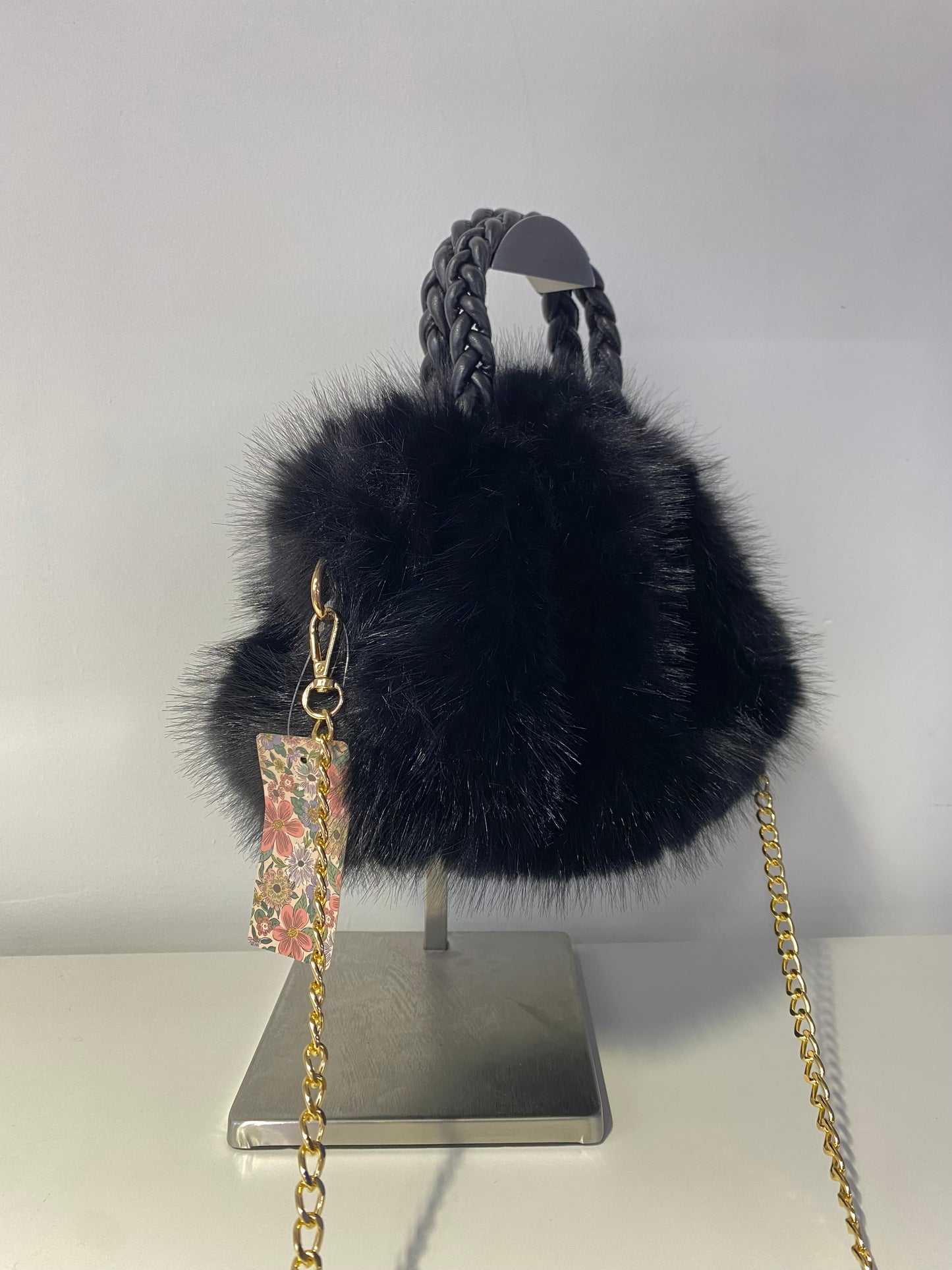 B704 Faux Fur Bag Black