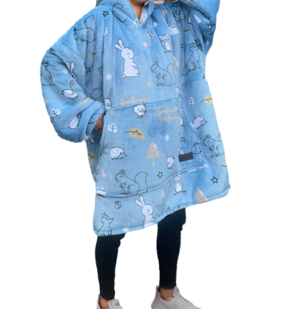 Animals Adult Hoodie Blanket One-size