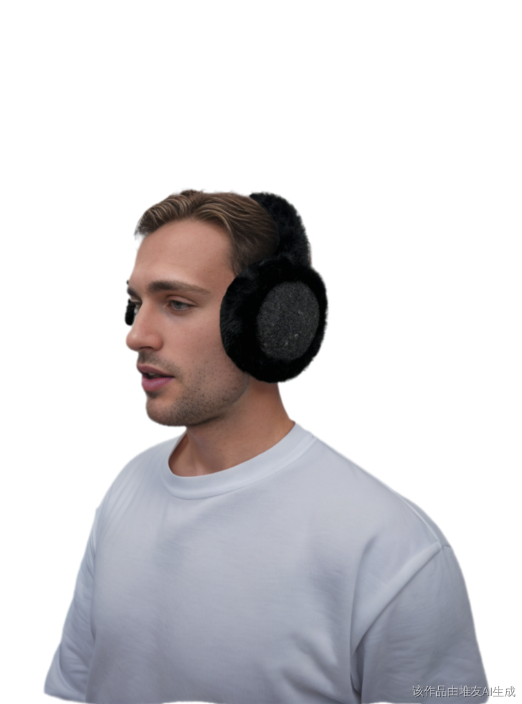AE035 Foldable Earmuffs Grey Black Herringbone
