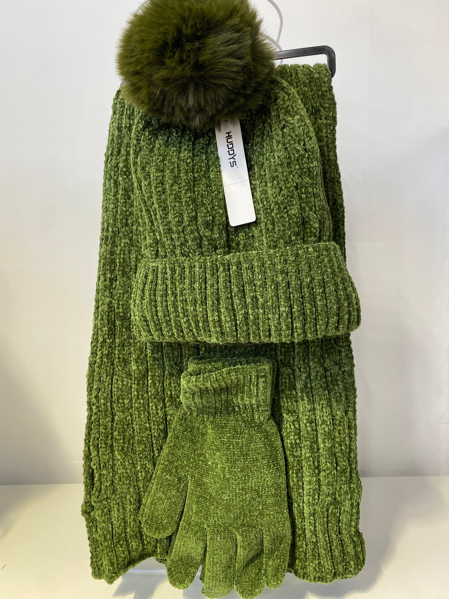 ST201 Chenille Beanie, Scarf & Gloves 3pcs Set Garnet