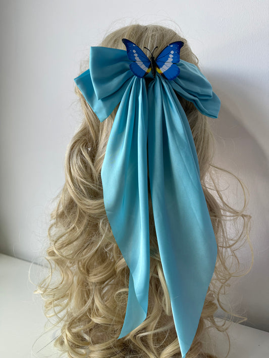 Ice Blue Butterfly Hairbow