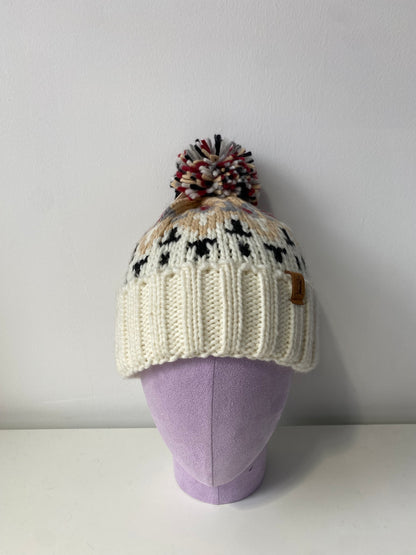 H00623 Kid Colourful Knit Pom Beanie White