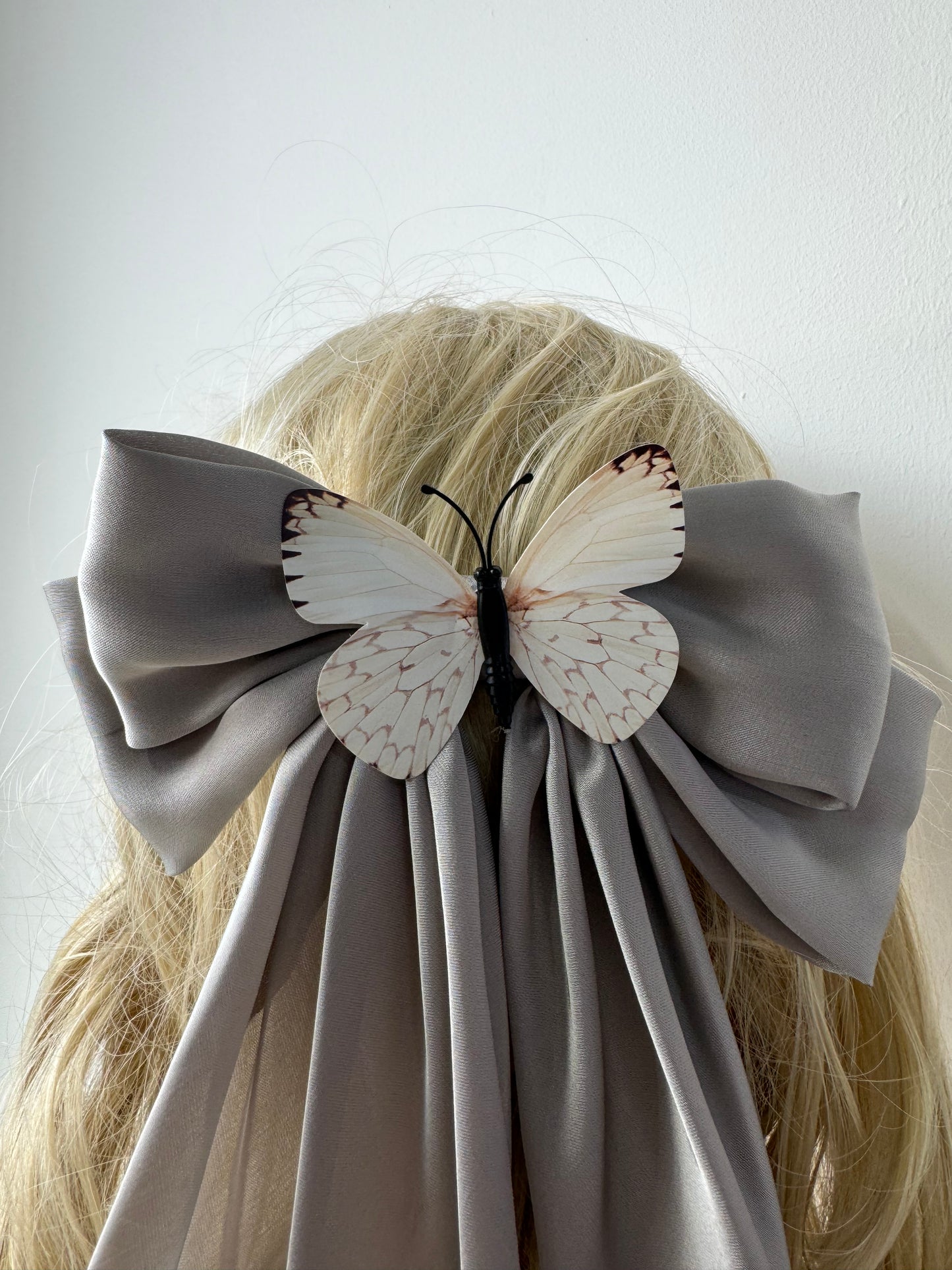 Silver Butterfly Hairbow