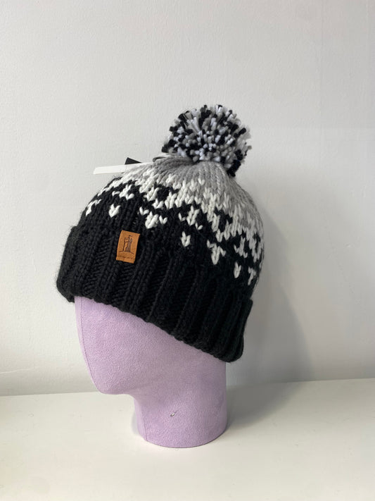 H00623 Kid Colourful Knit Pom Beanie Black