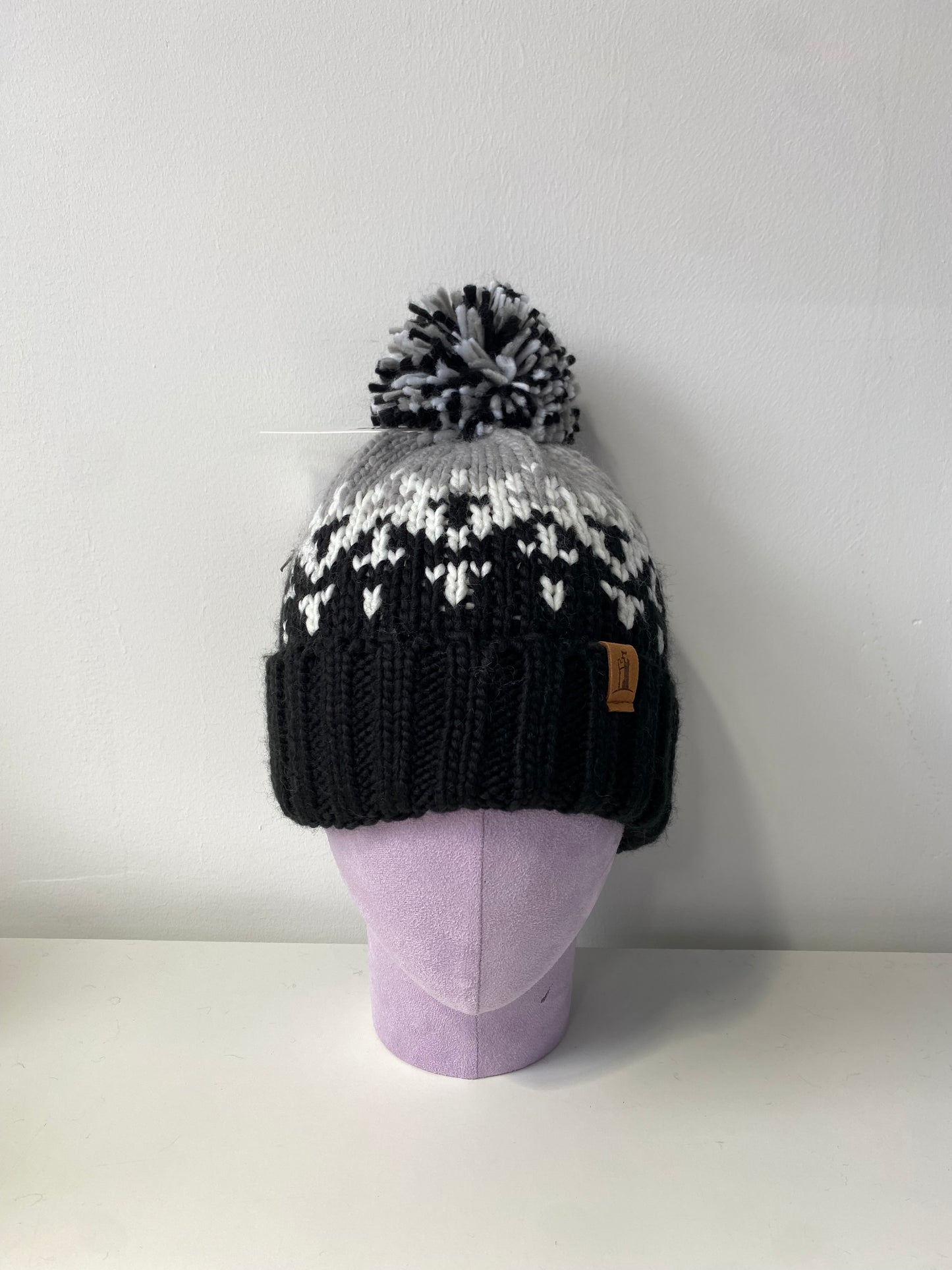 H00623 Kid Colourful Knit Pom Beanie Black