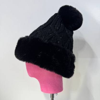 H411 Black Pom Beanie