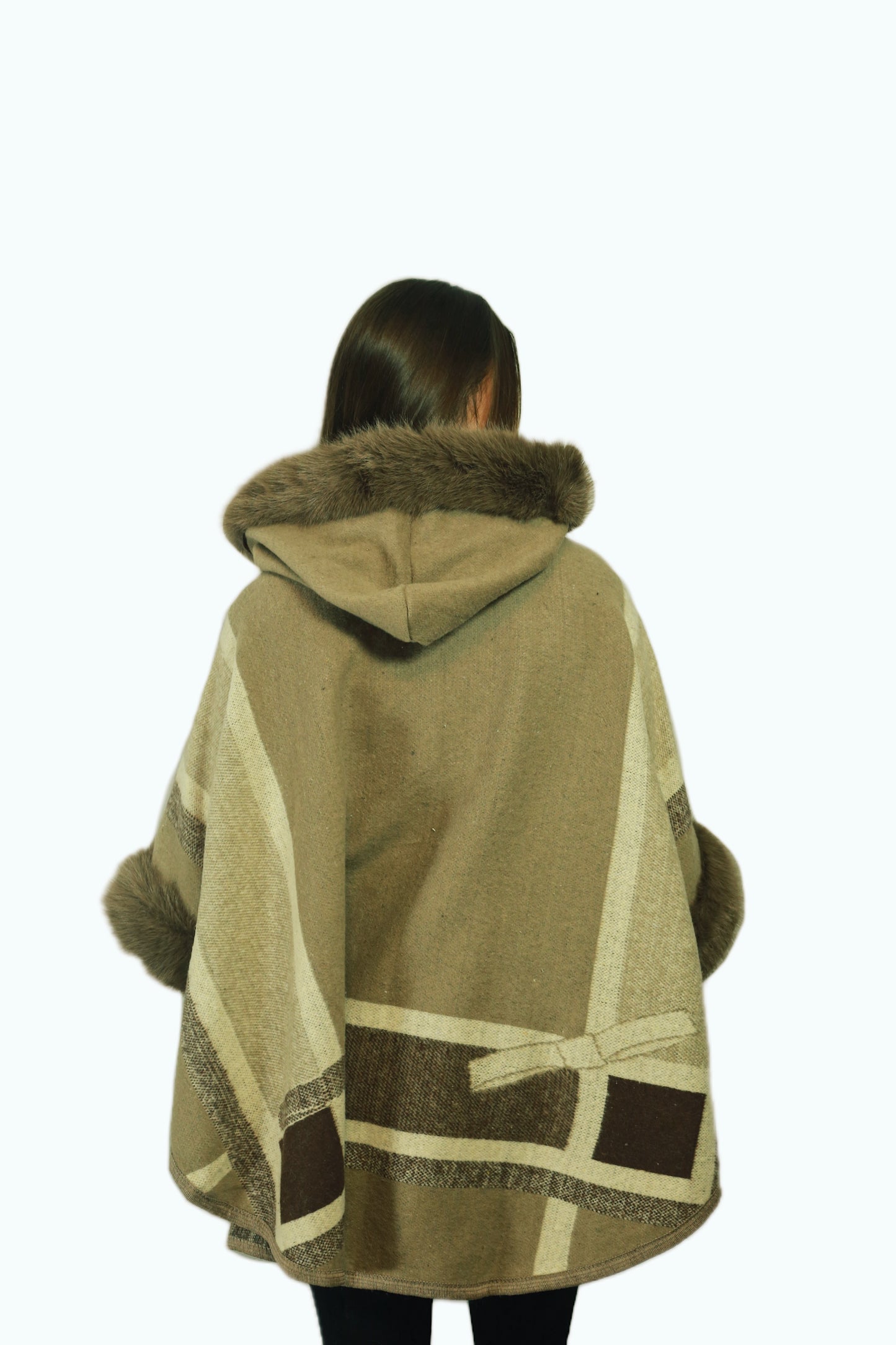 P003 Cozy Hooded Cape Camel