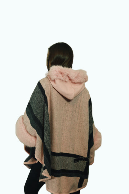 P003 Cozy Hooded Cape pink