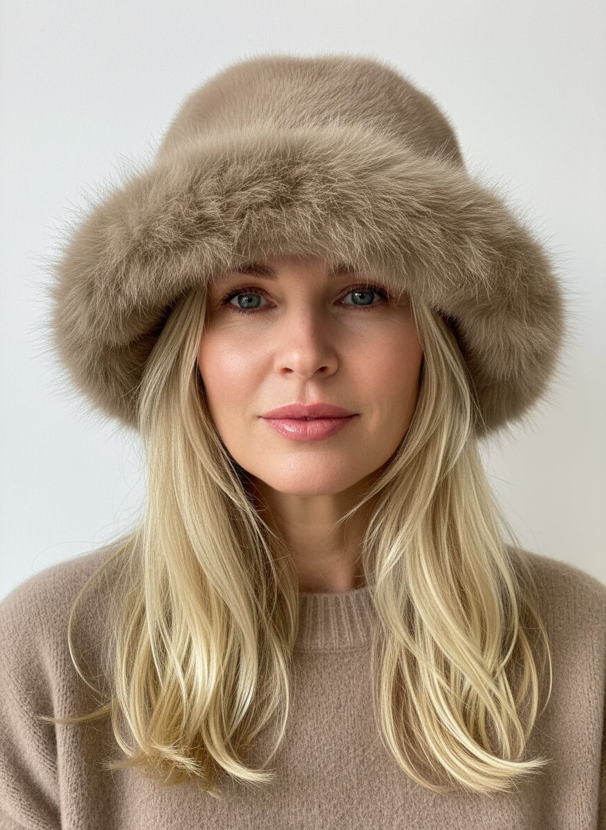 H501 Thickened Plush Faux Fur Fluffy Bucket Hat