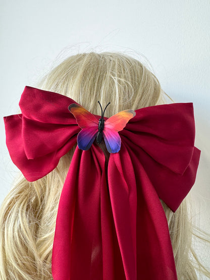 Burgundy Butterfly Hairbow