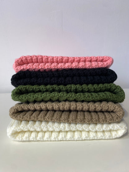 H408 Simple Textured Knit Beanie Army Green