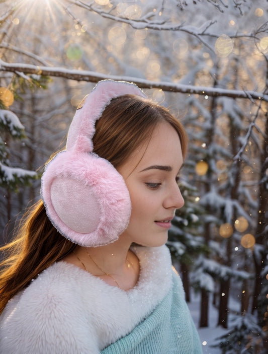 AE033 Foldable Pink Adult Warm Earmuffs