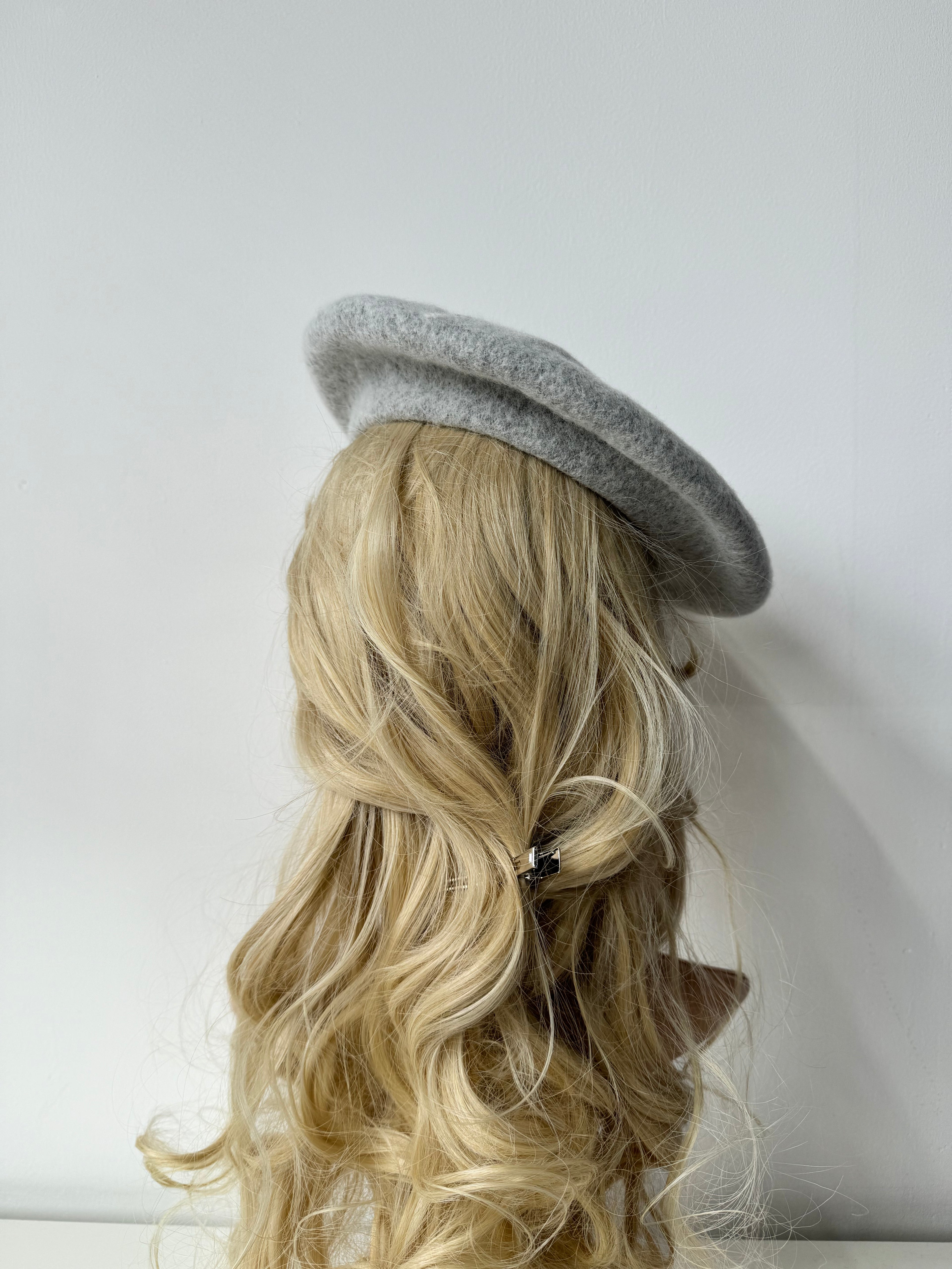 Beret 100% Wool Grey