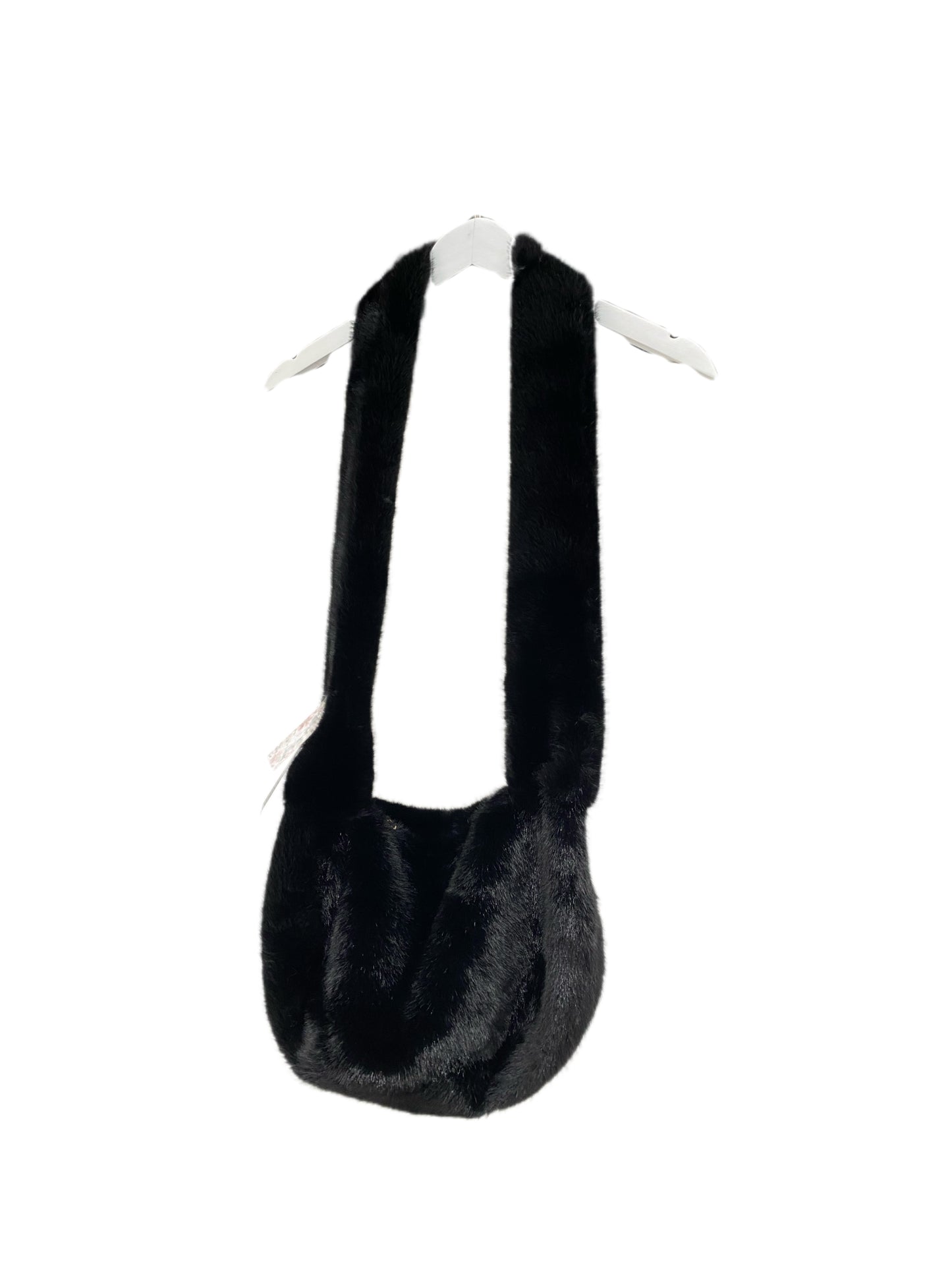 B702 Faux Fur Crossbody Bag Black