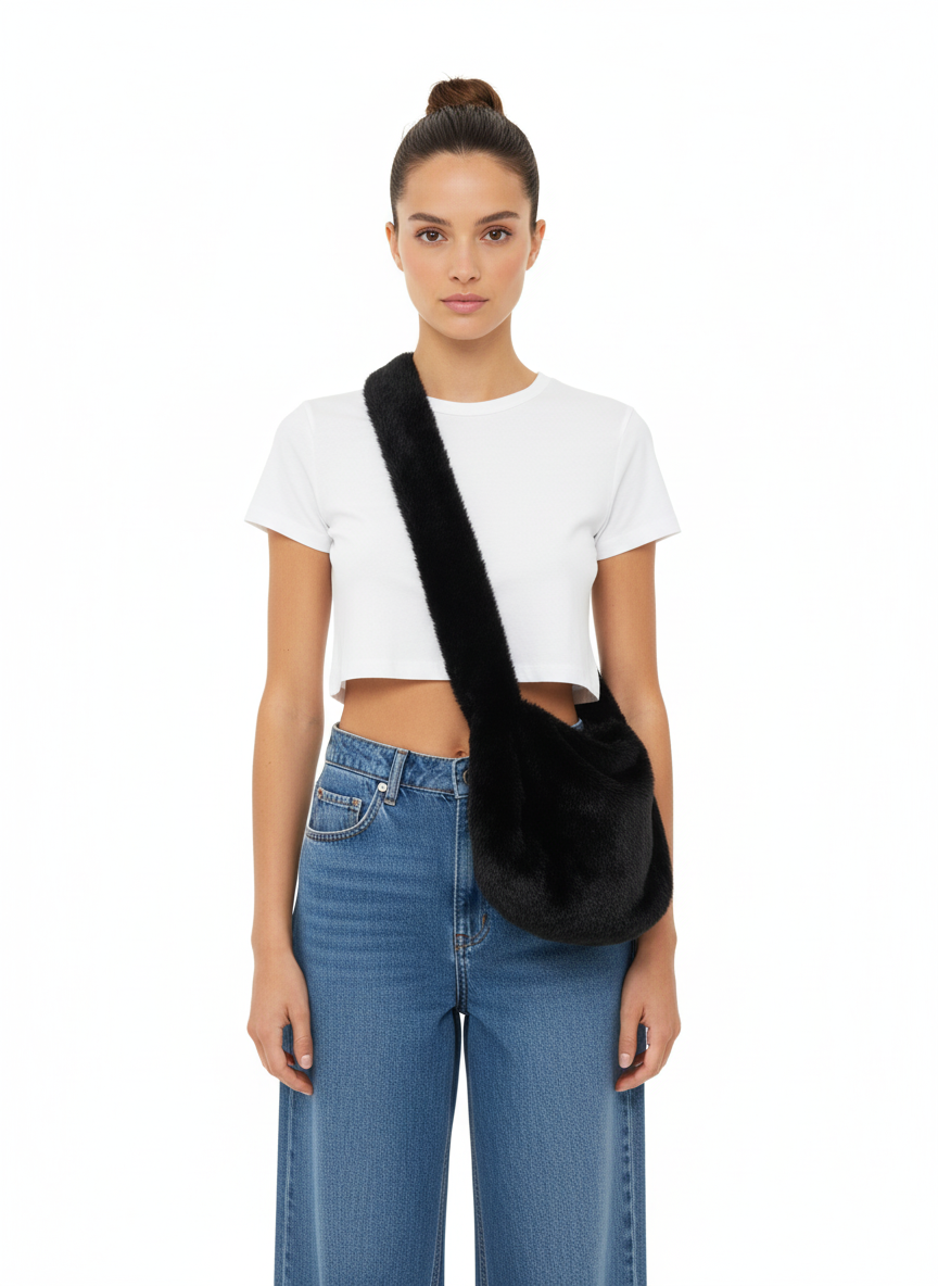 B702 Faux Fur Crossbody Bag