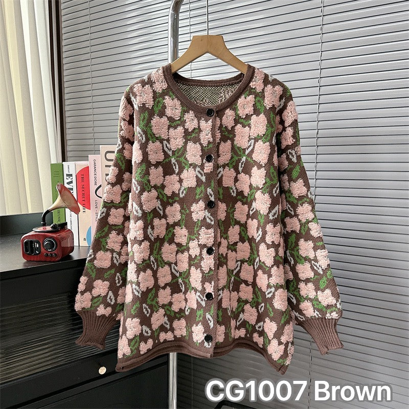 Cg1007 Taupe Pink Flowers