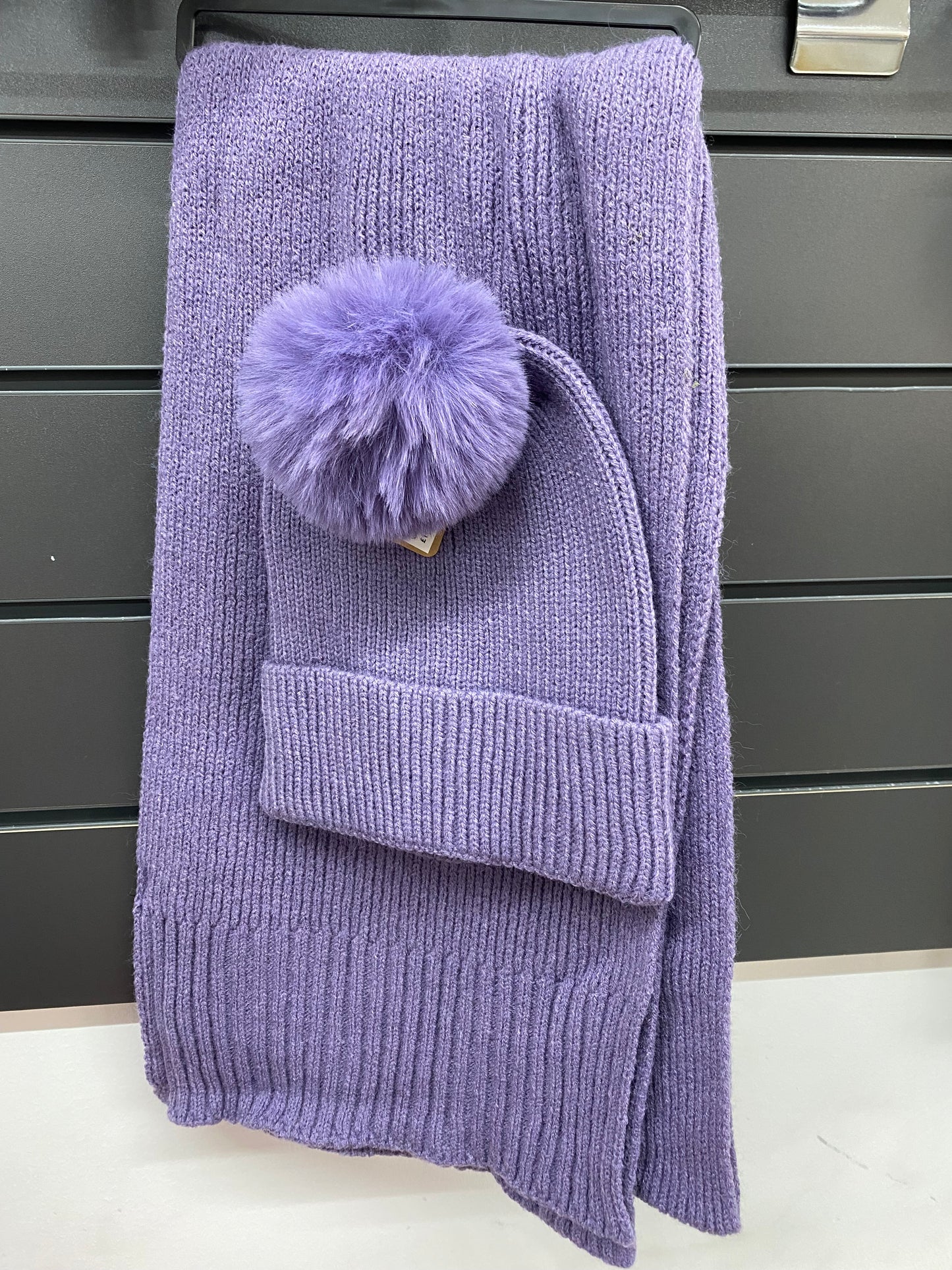 Plain Soft Beanie & Scarf Set Purple