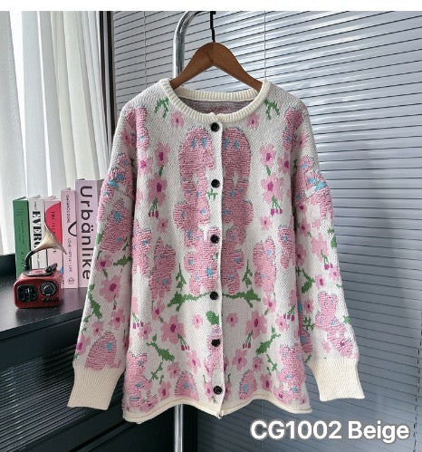 Cg1002 Beige Pink Flowers