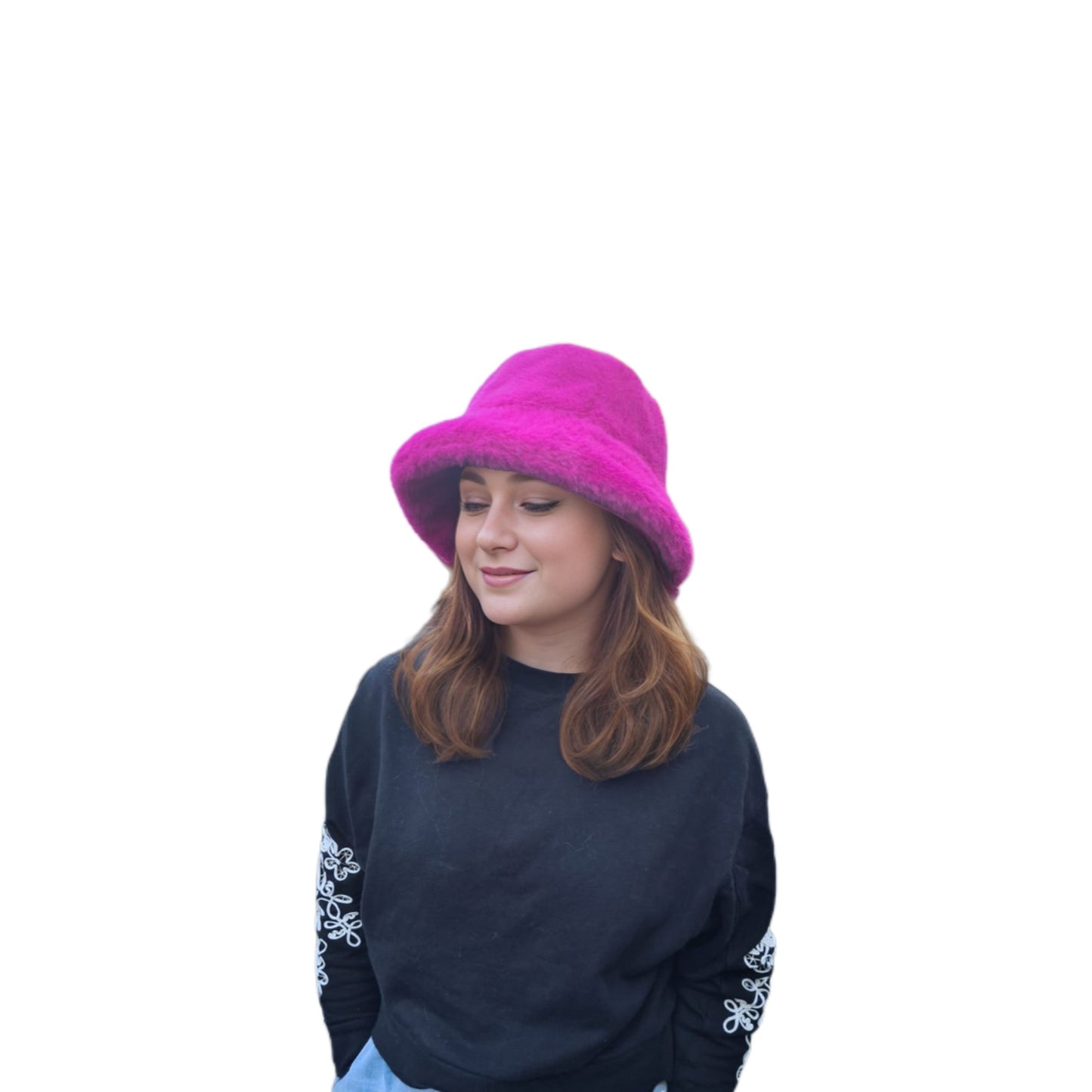 H504 Minimalist Plush Bucket Hat Fuchsia