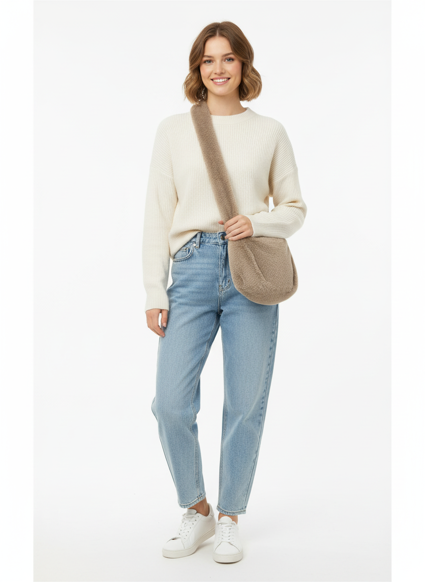 B702 Faux Fur Crossbody Bag