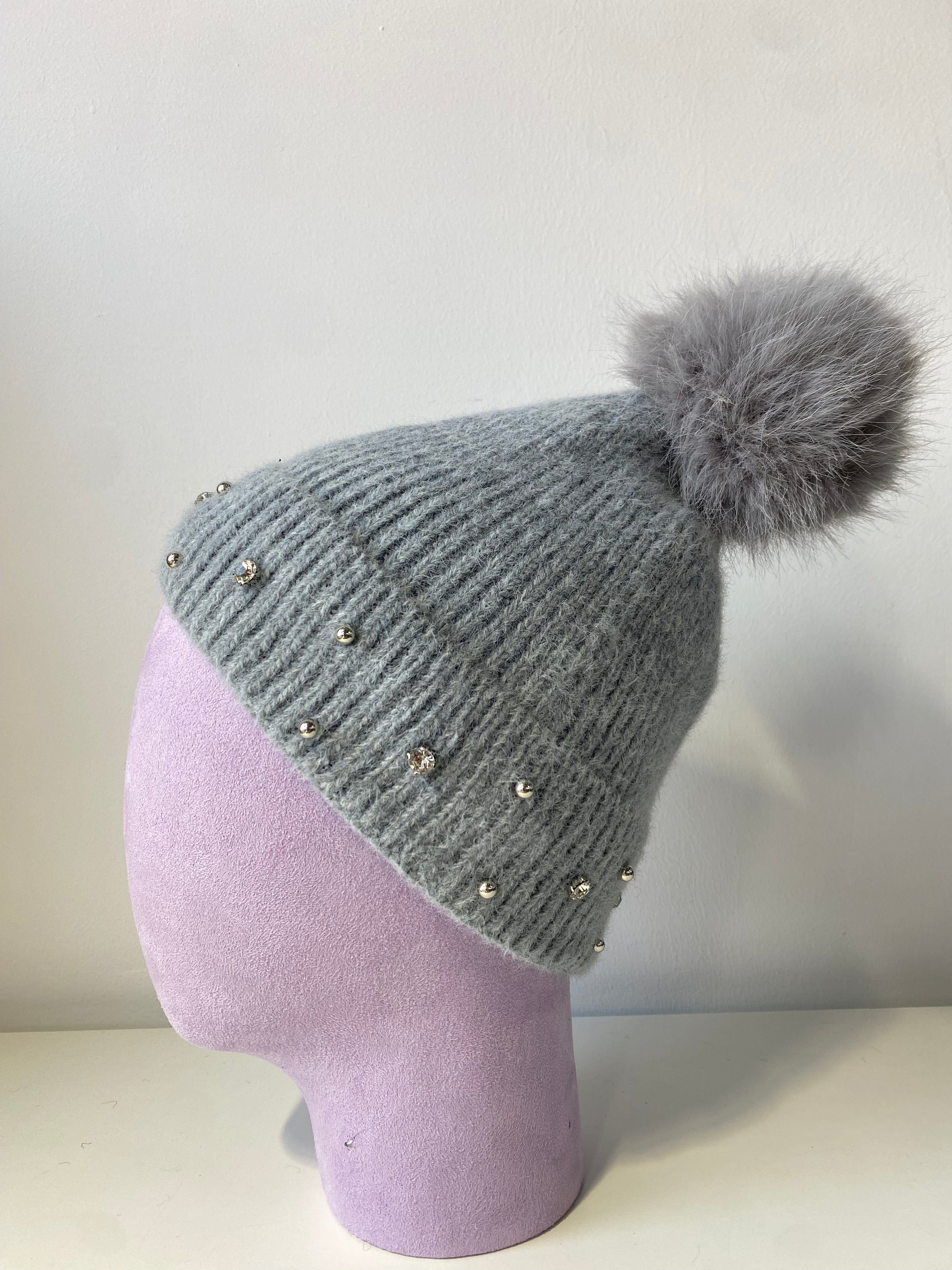 H403 Bejeweled Fleece-Lined Beanie