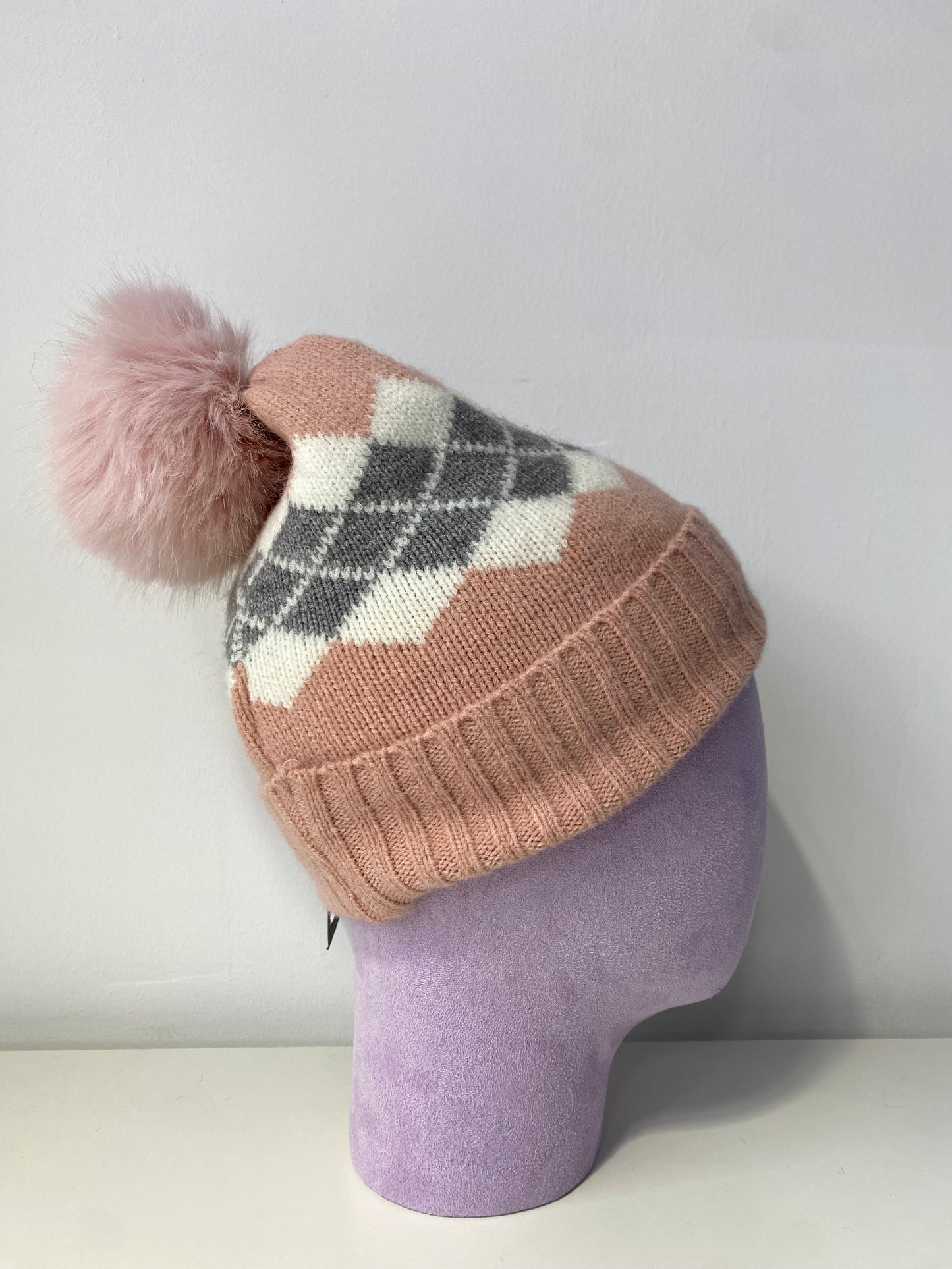 H401 Kid Fleece-Lined Pom Beanie Pink