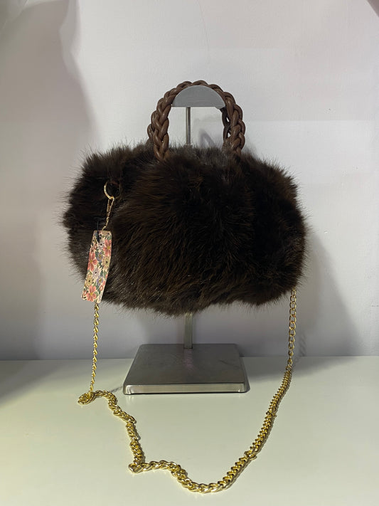 B704 Faux Fur Bag Chocolate