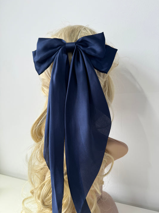 Hair Bow Navy Blue