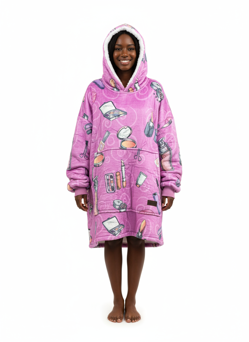 Make Up Adult Hoodie Blanket One-size