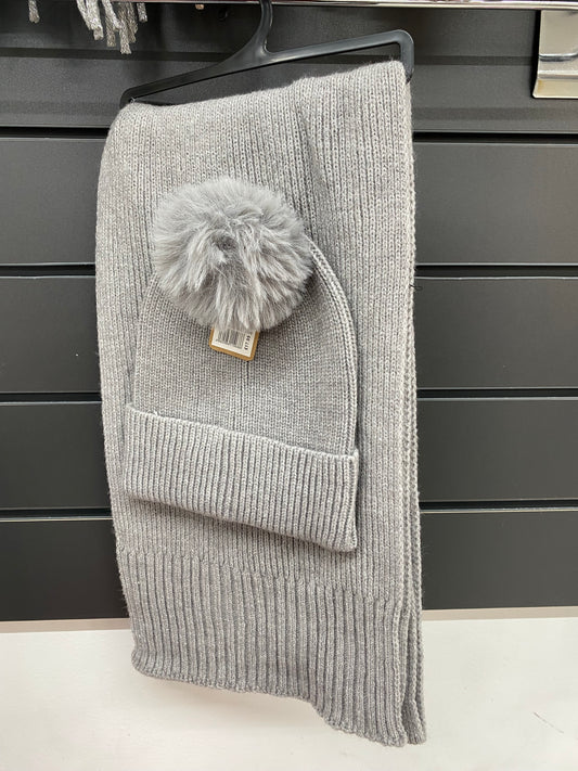 Plain Soft Beanie & Scarf Set Grey