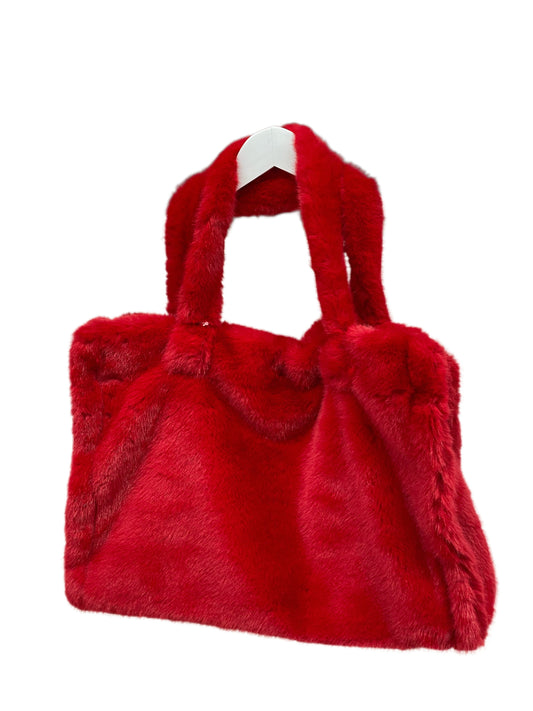 B701 Faux Fur Tote Bag Red