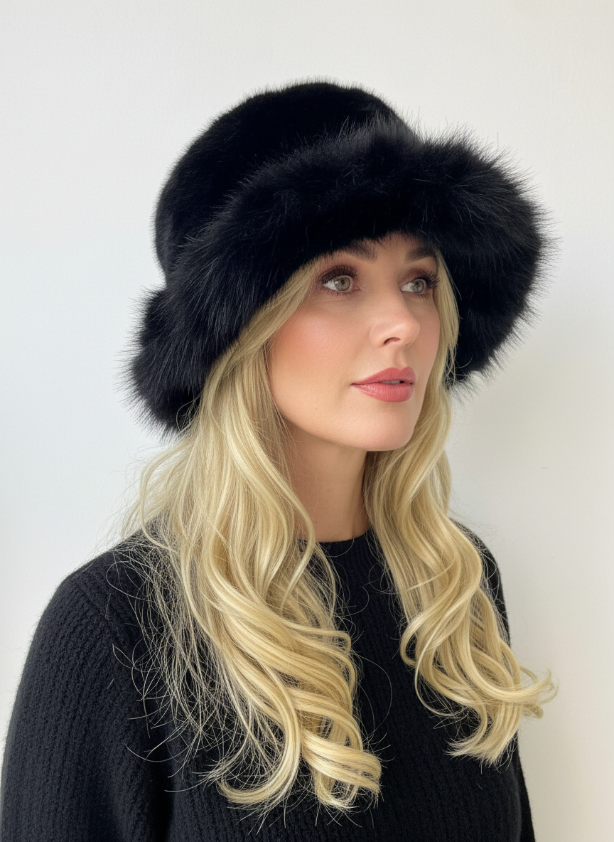 H501 Thickened Plush Faux Fur Fluffy Bucket Hat