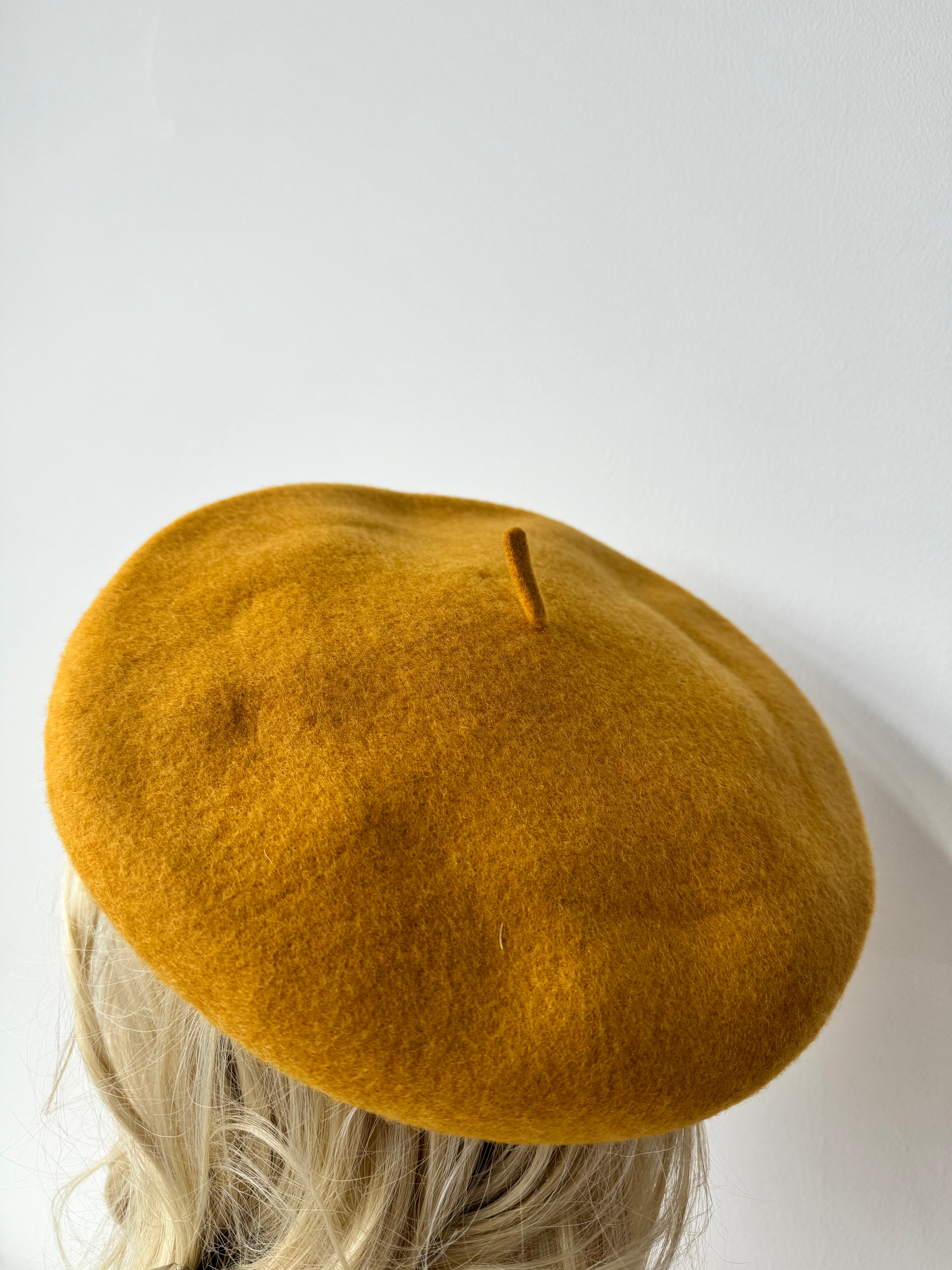 Beret 100% Wool Mustard
