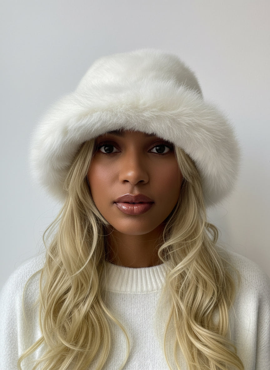 H501 Thickened Plush Faux Fur Fluffy Bucket Hat