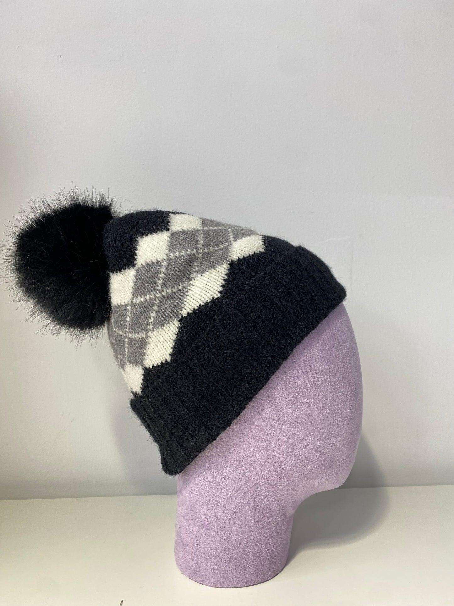 H401 Kid Fleece-Lined Pom Beanie Black