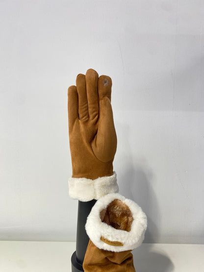 GW003 Woman Suede-like Material Gloves Chestnut