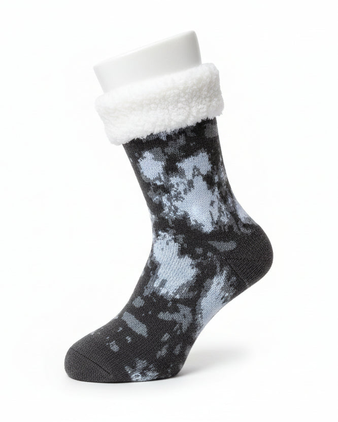 Tie Dye Grey Adult Slipper Socks