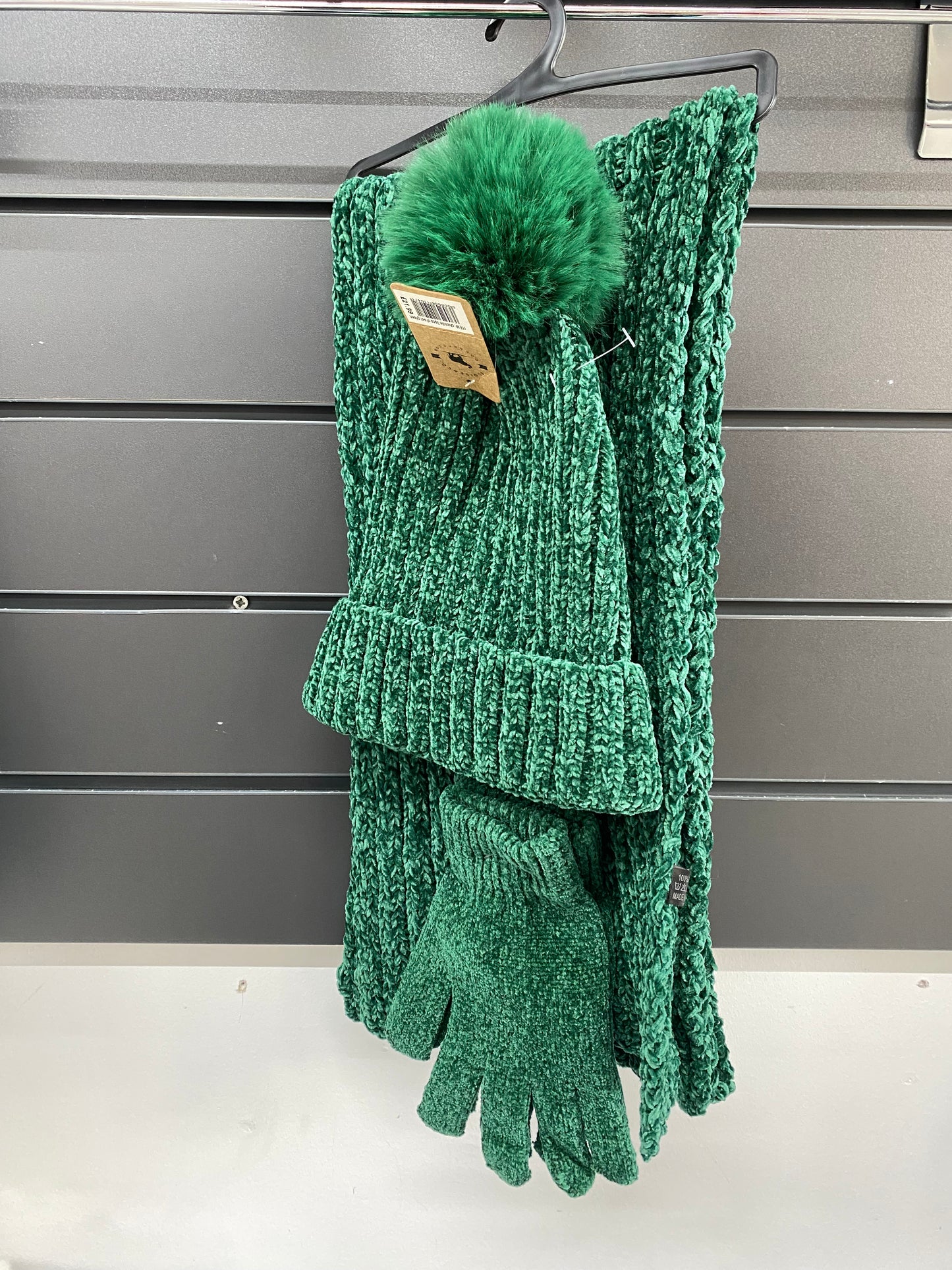 Chenille 3 Pieces Set Green