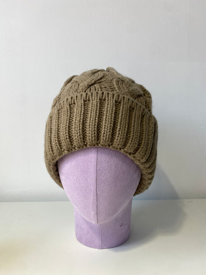 H408 Simple Textured Knit Beanie Camel