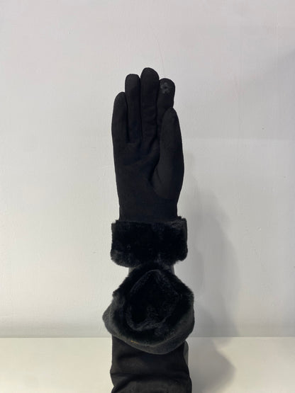 GW003 Woman Suede-like Material Gloves Black