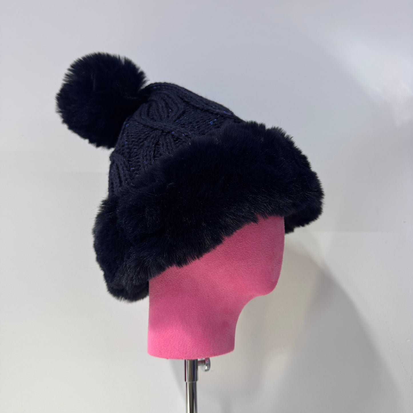 H411 Navy Pom Beanie