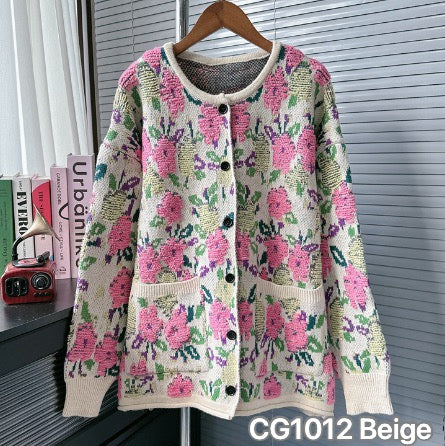 Cg1012 Beige Pink Flowers