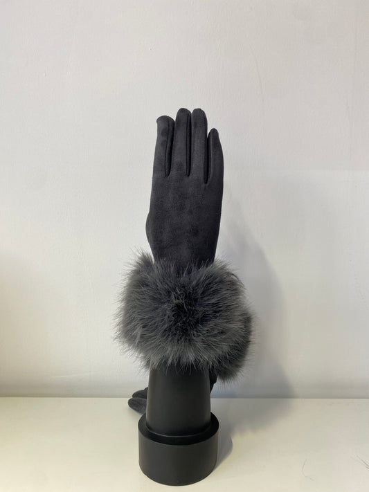 GW006 Woman Faux Fur Gloves Grey