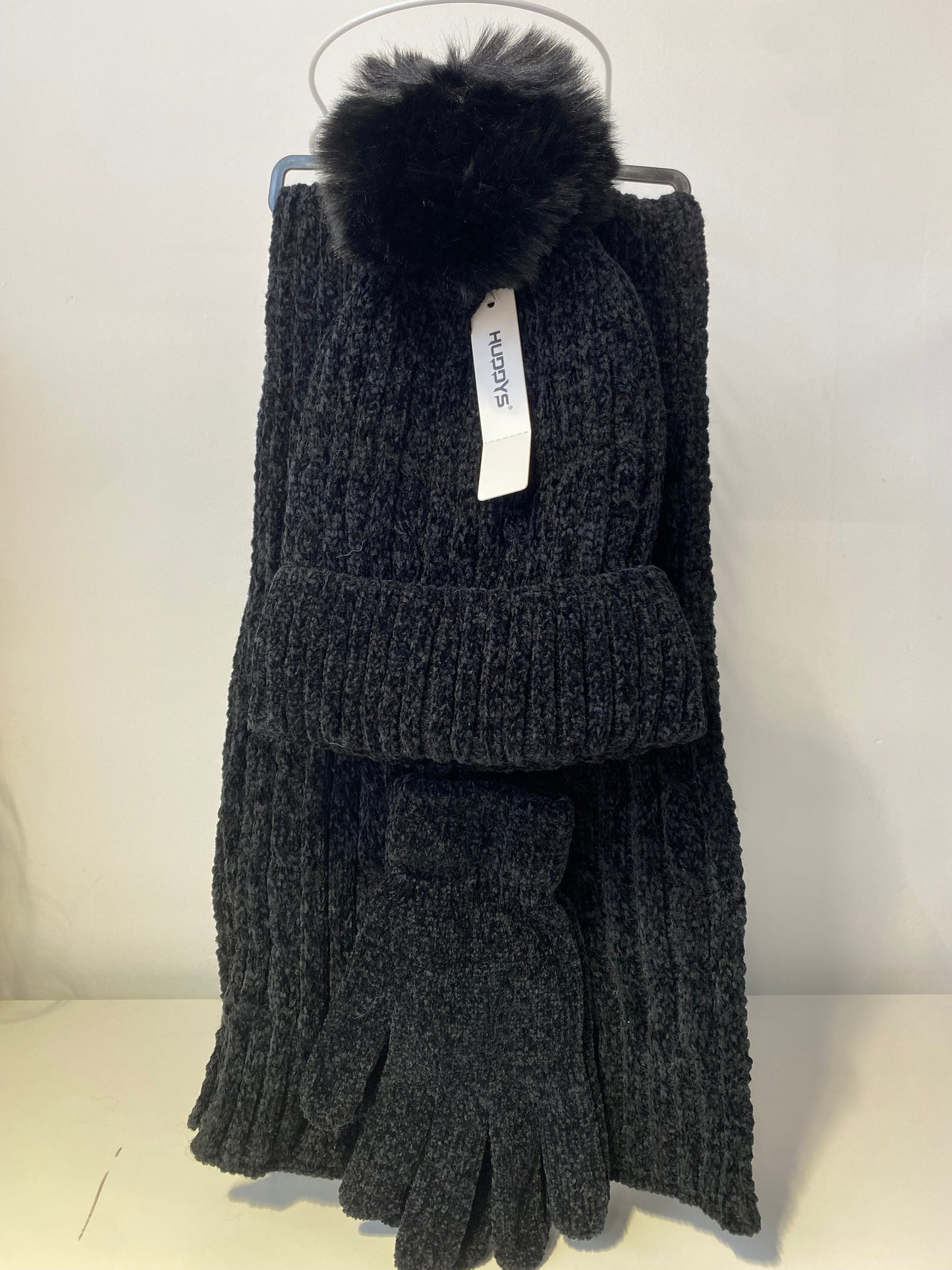 ST201 Chenille Beanie, Scarf & Gloves 3pcs Set Garnet