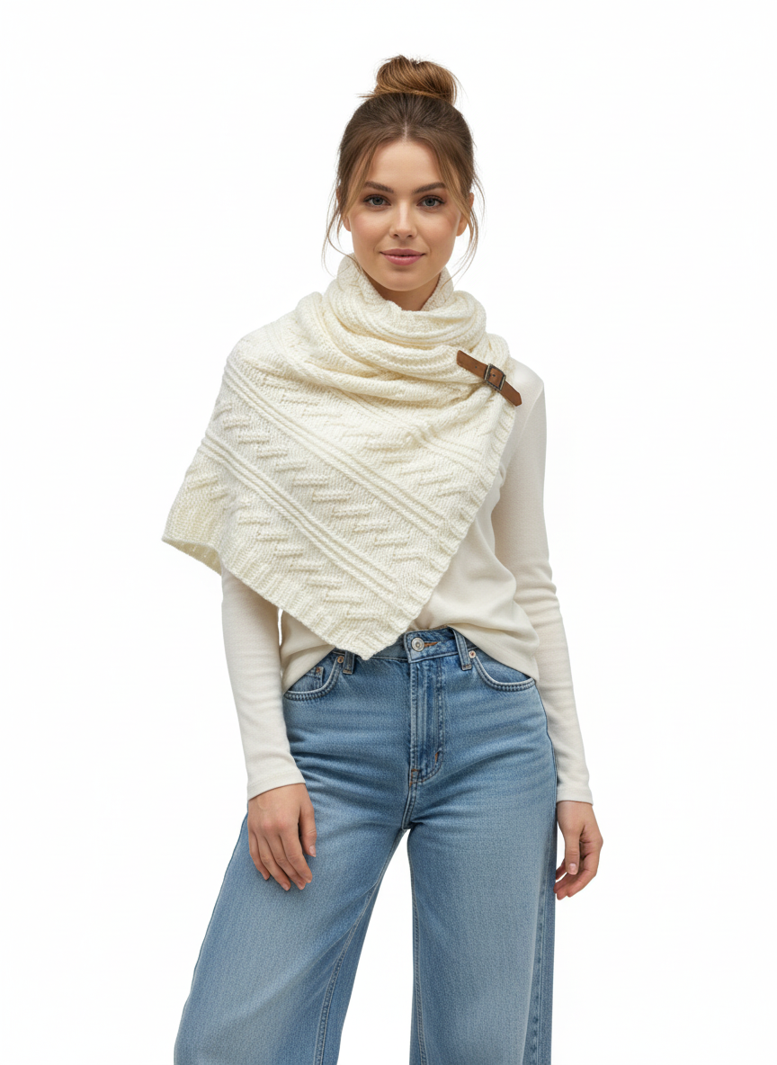 S406 Triangle Scarf with Buckle Detail