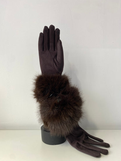 GW006 Woman Faux Fur Gloves Chocolate